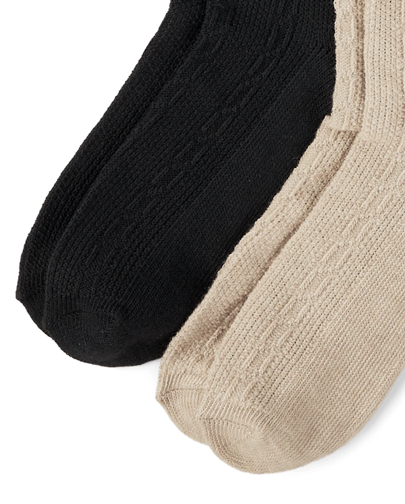 Girls Cable Knit Boot Socks 2-Pack