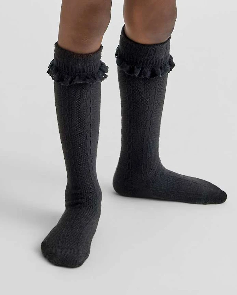 Girls Cable Knit Boot Socks 2-Pack