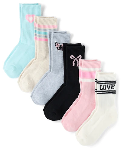 Girls Icon Cushioned Crew Socks 6-Pack