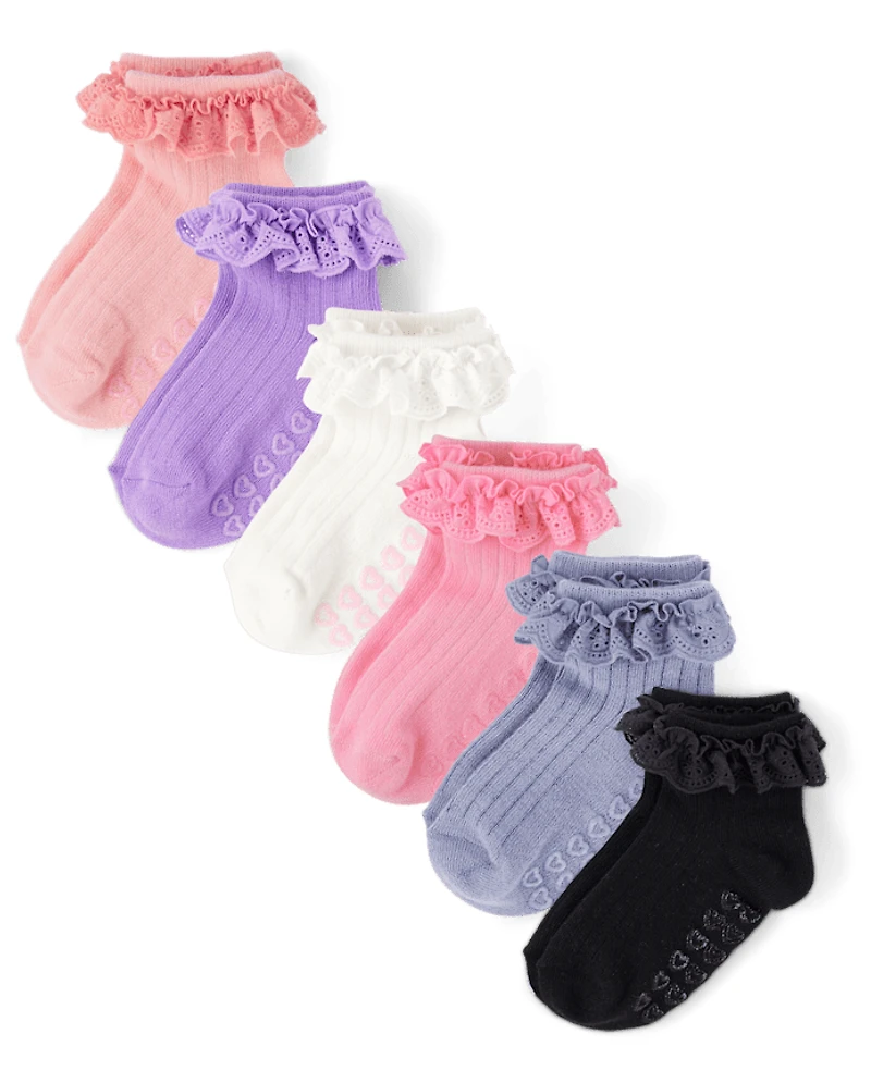 Toddler Girls Ruffle Eyelet Midi Socks 6-Pack