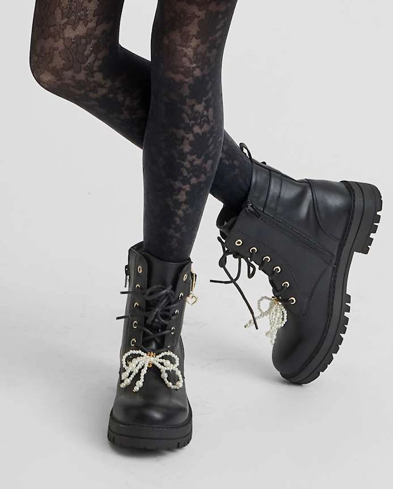 Girls Lace Microfiber Tights