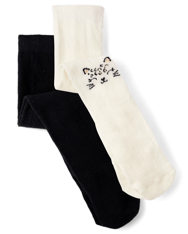 Baby Girls Cat Tights 2-Pack