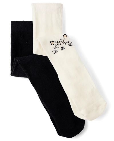Baby Girls Cat Tights 2-Pack