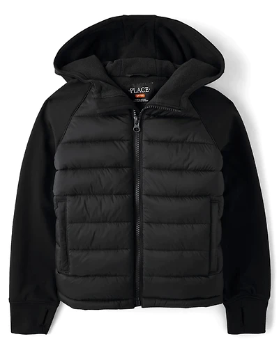 Boys Cozy Tech Microfleece Lined Puffer Jacket