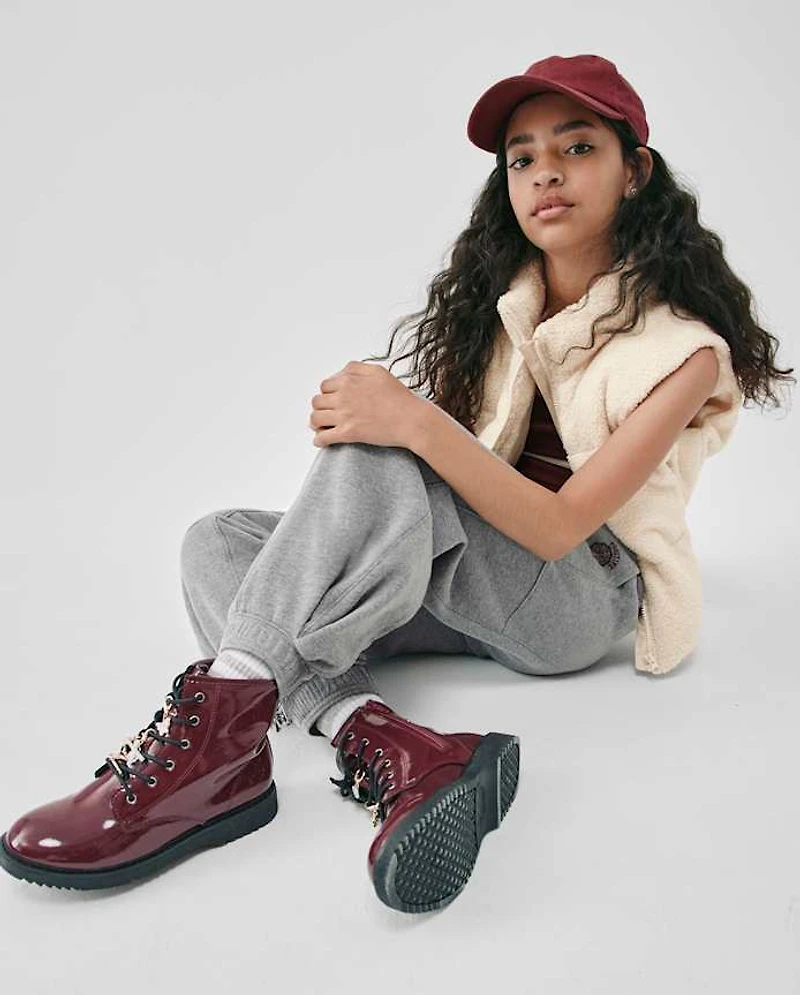 Girls Bow Charm Combat Boots