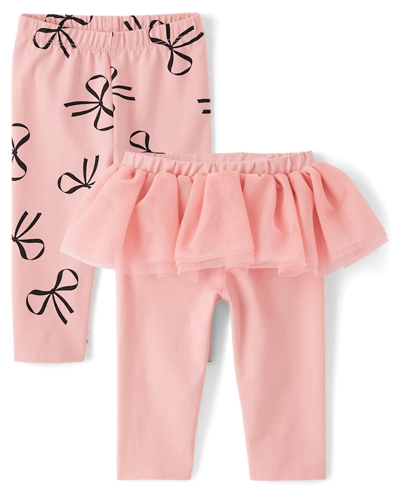 Baby Girls Bow Tutu Leggings 2-Pack