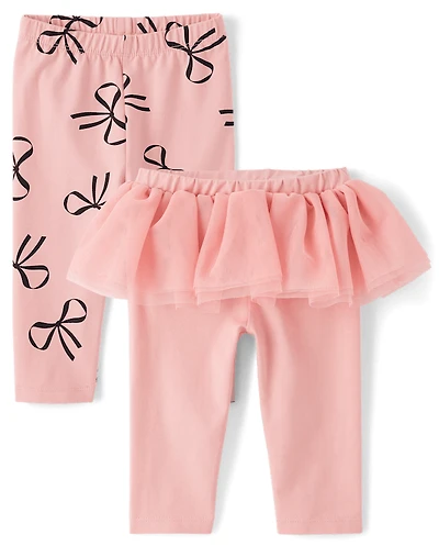Baby Girls Bow Tutu Leggings 2-Pack