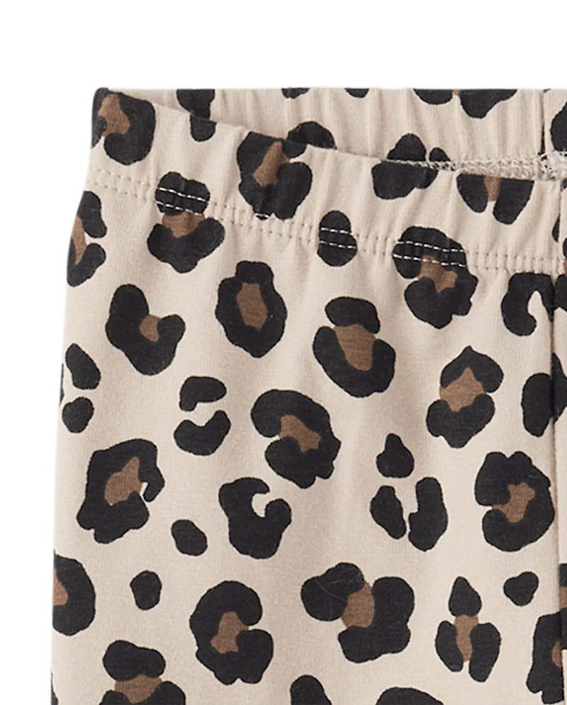 Lot de 2 leggings tutu léopard pour bébé fille