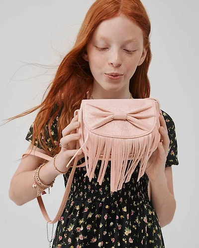 Girls Shimmer Bow Fringe Bag