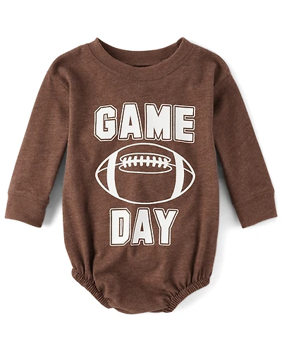 Baby Football Game Day Graphic Bubble Bodysuit