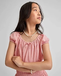 Girls Bow Pearl 2-Piece Jewelry Set