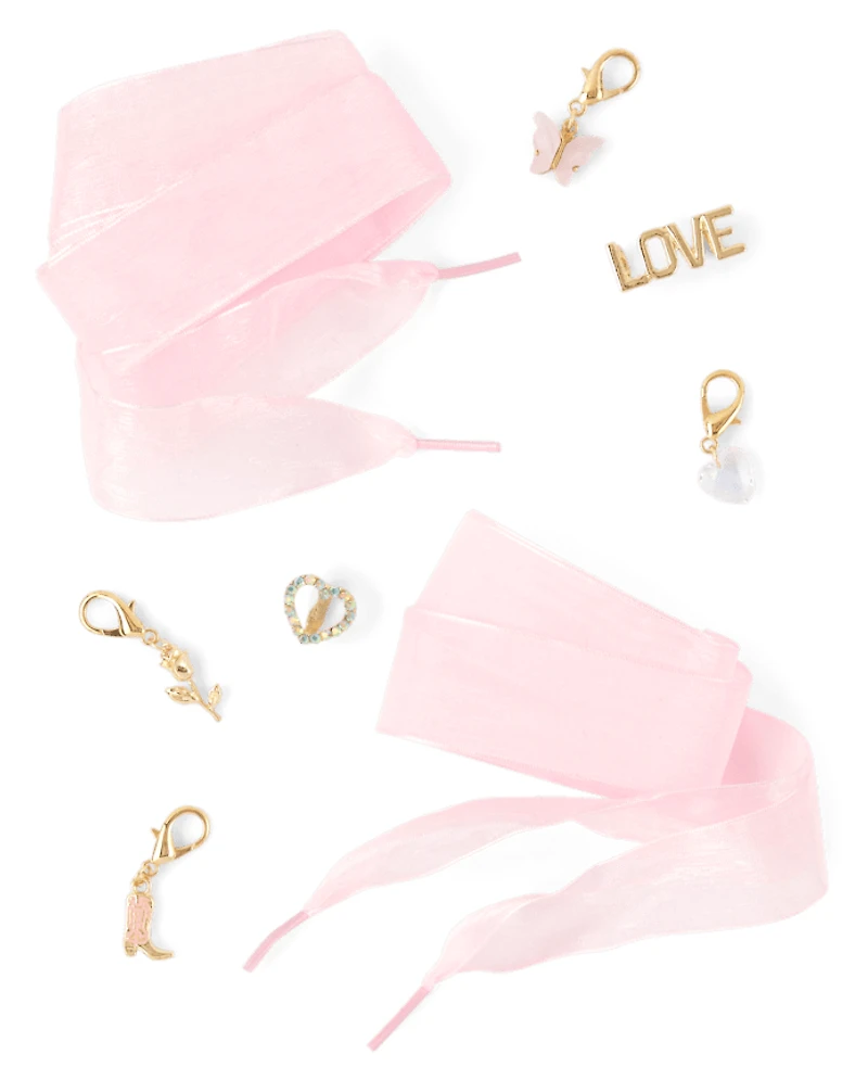 Ensemble de 7 breloques de lacets papillon pour filles