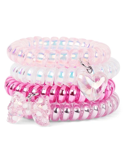 Lot de 4 bracelets spirales en forme de cœur pour filles