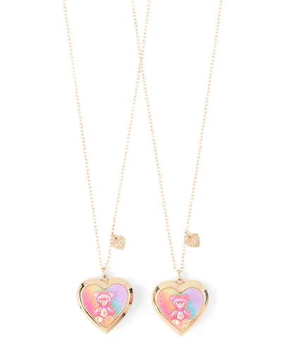 Lot de 2 colliers médaillons Candy Bear BFF pour filles