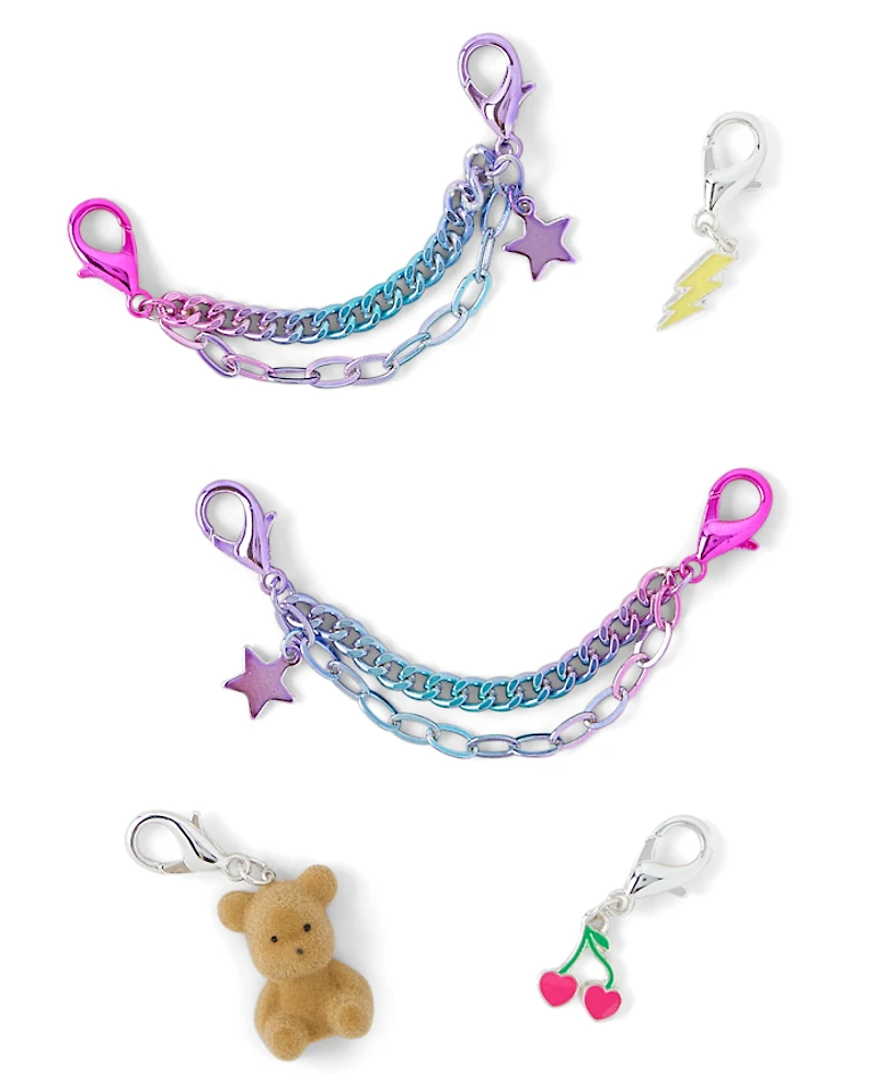 Lot de 5 breloques à lacets en chaîne pour filles