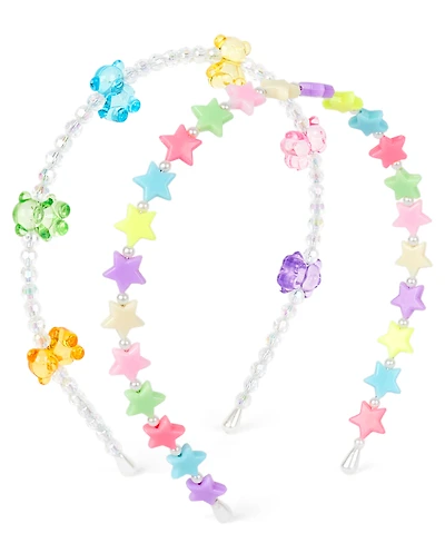 Girls Beaded Candy Bear Headband 2-Pack