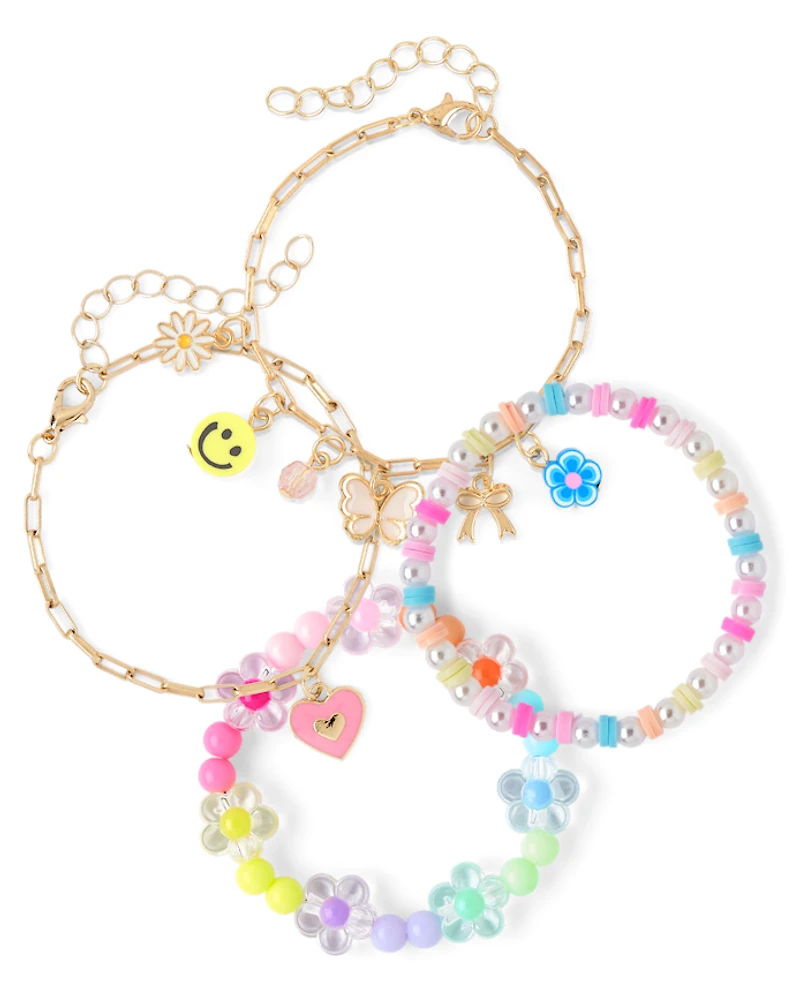 Girls Happy Face Bracelet 4-Pack