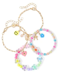 Girls Happy Face Bracelet 4-Pack