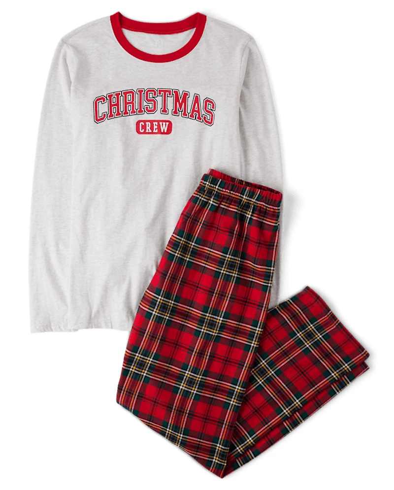 Adult Matching Family Christmas Crew Cotton And Flannel Pajamas