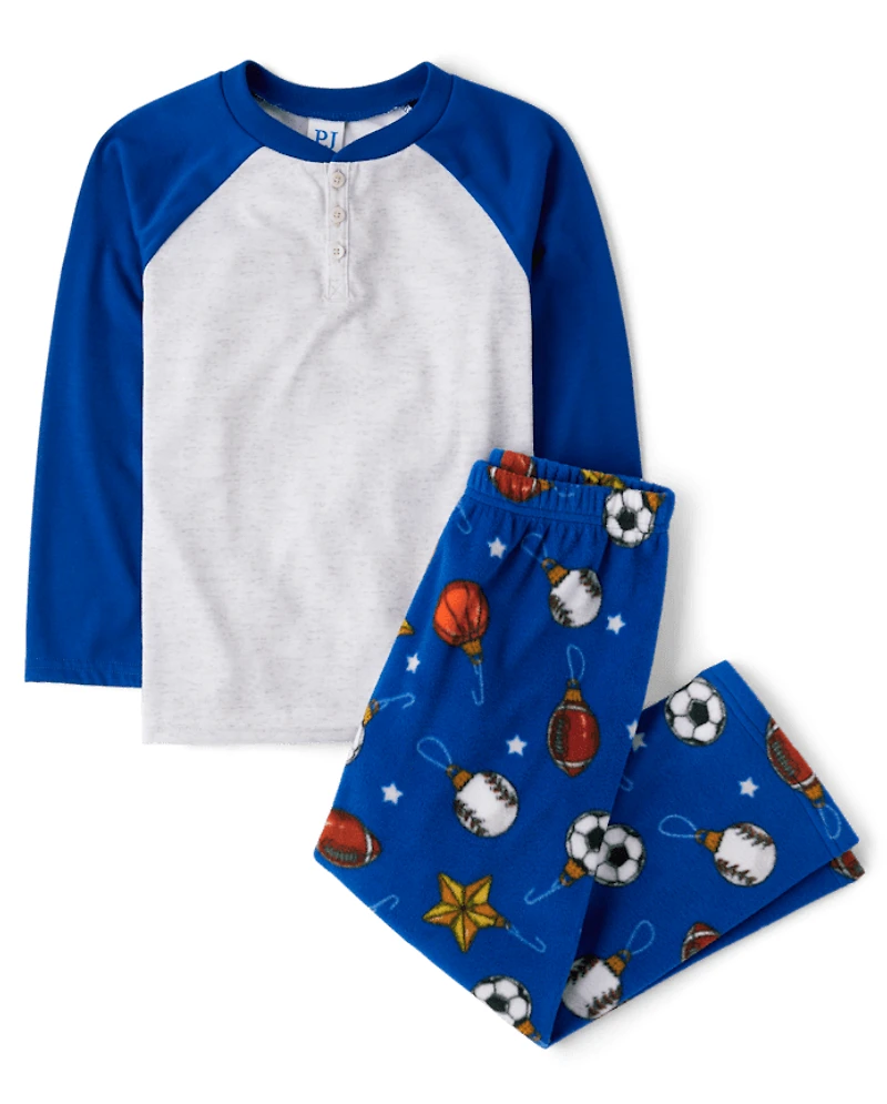 Boys Sport Ornaments Henley Pajamas