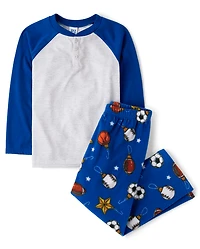 Boys Sport Ornaments Henley Pajamas