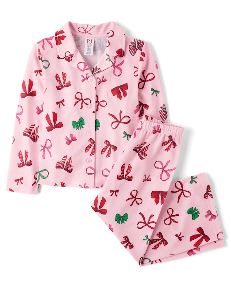 Girls Mommy And Me Holiday Bow Pajamas