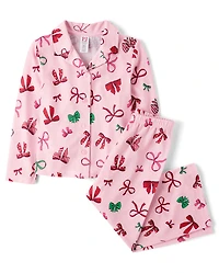 Girls Mommy And Me Holiday Bow Pajamas
