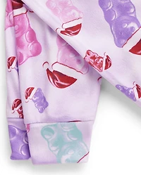 Girls Candy Bear Santa Hat Snug Fit Velour Pajamas