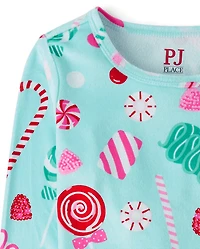 Girls Holiday Candy Snug Fit Velour Pajamas