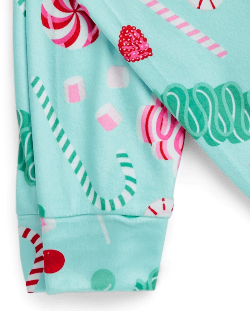 Girls Holiday Candy Snug Fit Velour Pajamas