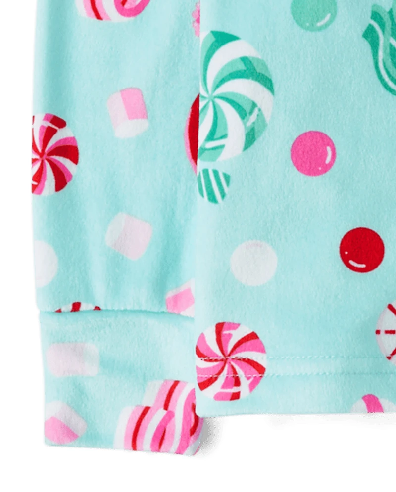 Girls Holiday Candy Snug Fit Velour Pajamas
