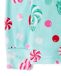 Girls Holiday Candy Snug Fit Velour Pajamas