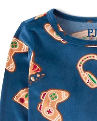 Boys Gingerbread Gamer Snug Fit Velour Pajamas