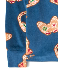 Boys Gingerbread Gamer Snug Fit Velour Pajamas