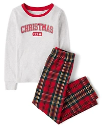 Kids Matching Family Christmas Crew Snug Fit Cotton And Flannel Pajamas
