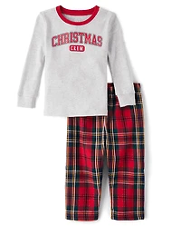 Baby And Toddler Matching Family Christmas Crew Snug Fit Cotton Flannel Pajamas
