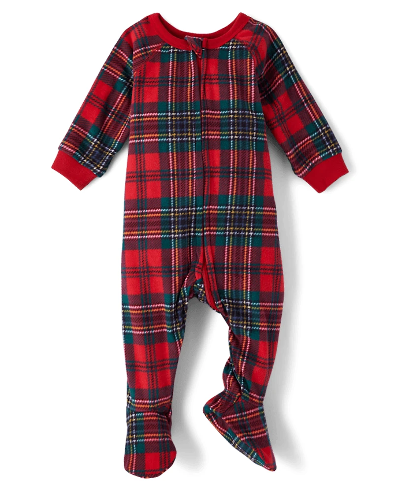 Baby And Toddler Matching Family Plaid Microfleece Footed One Piece Pajamas