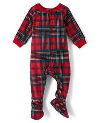 Baby And Toddler Matching Family Plaid Microfleece Footed One Piece Pajamas