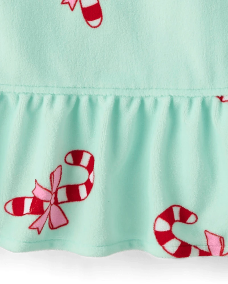 Baby And Toddler Girls Holiday Candy Cane Velour Nightgown