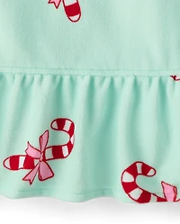 Baby And Toddler Girls Holiday Candy Cane Velour Nightgown