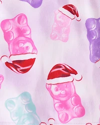 Baby And Toddler Girls Santa Candy Bear Velour Pajamas