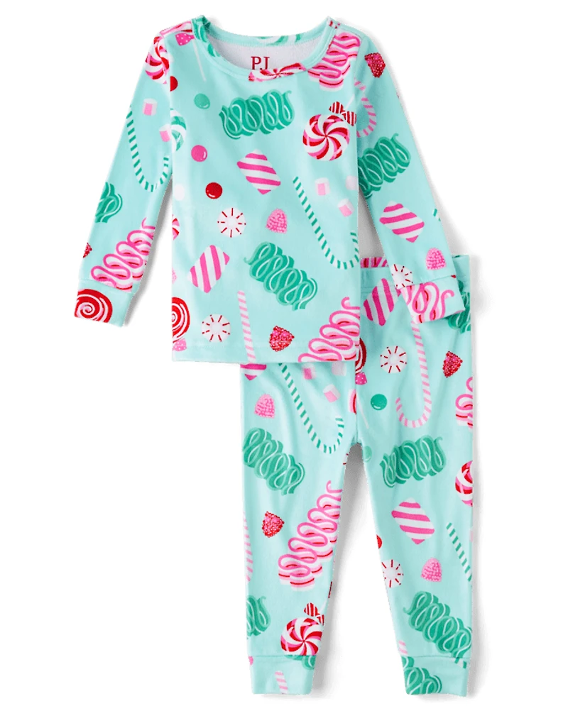 Baby And Toddler Girls Holiday Gummy Velour Pajamas