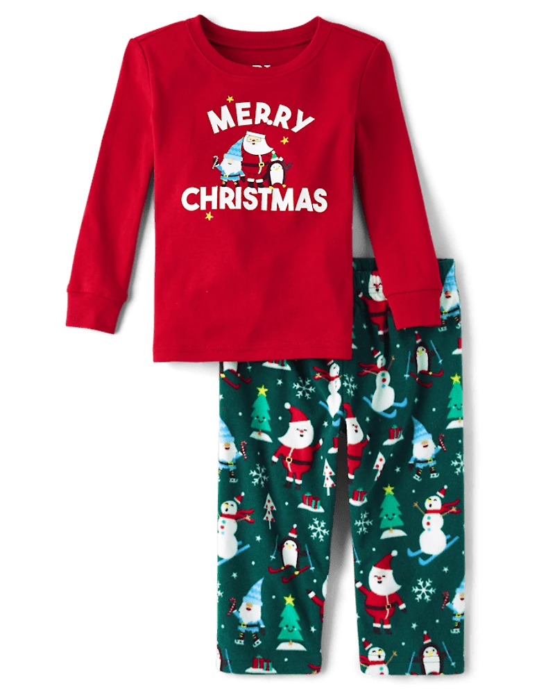 Toddler Matching Family Merry Christmas Cotton And Microfleece Pajamas