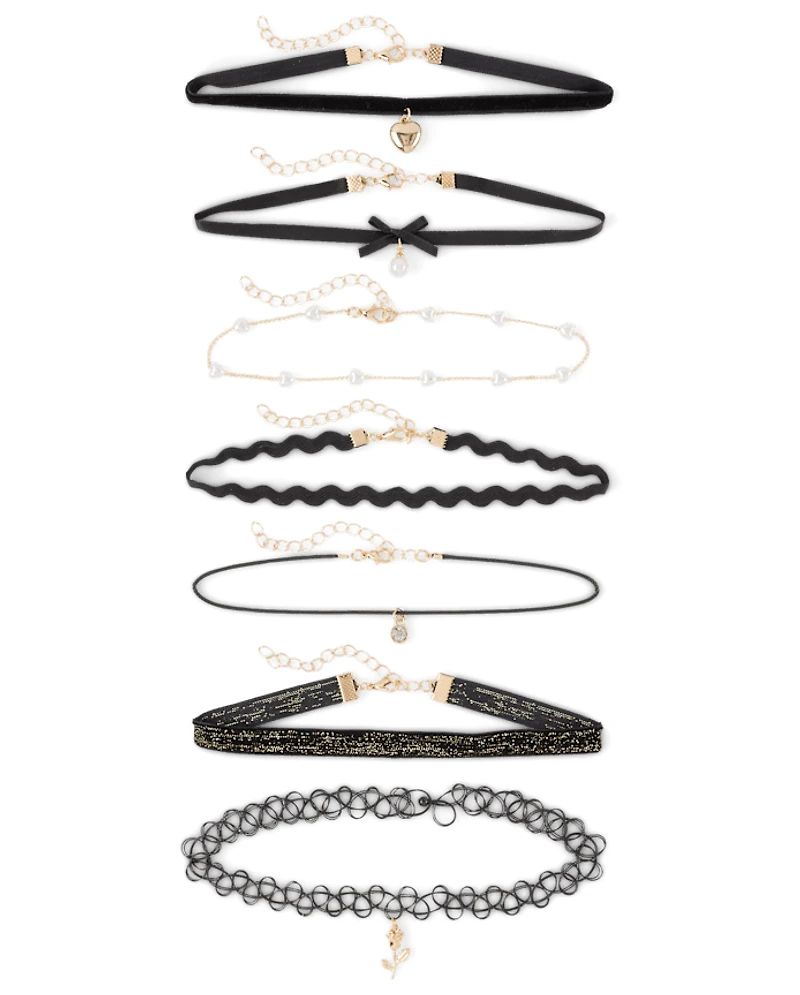 Girls Bow Choker Necklace 7-Pack