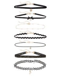 Girls Bow Choker Necklace 7-Pack