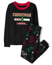 Pyjama de Noël pour enfants, style gamer, en coton ajusté
