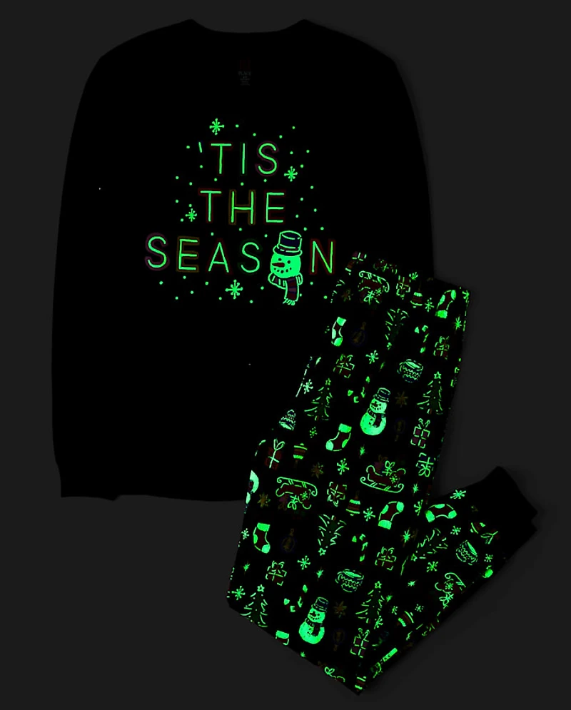 Pyjamas en coton assortis pour adultes et toute la famille, « Glow Tis The Season »