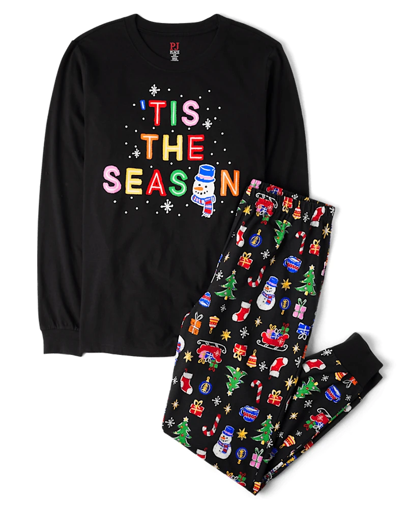Pyjamas en coton assortis pour adultes et toute la famille, « Glow Tis The Season »