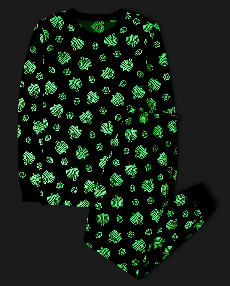 Adult Matching Family Glow Hanukkah Cotton Pajamas