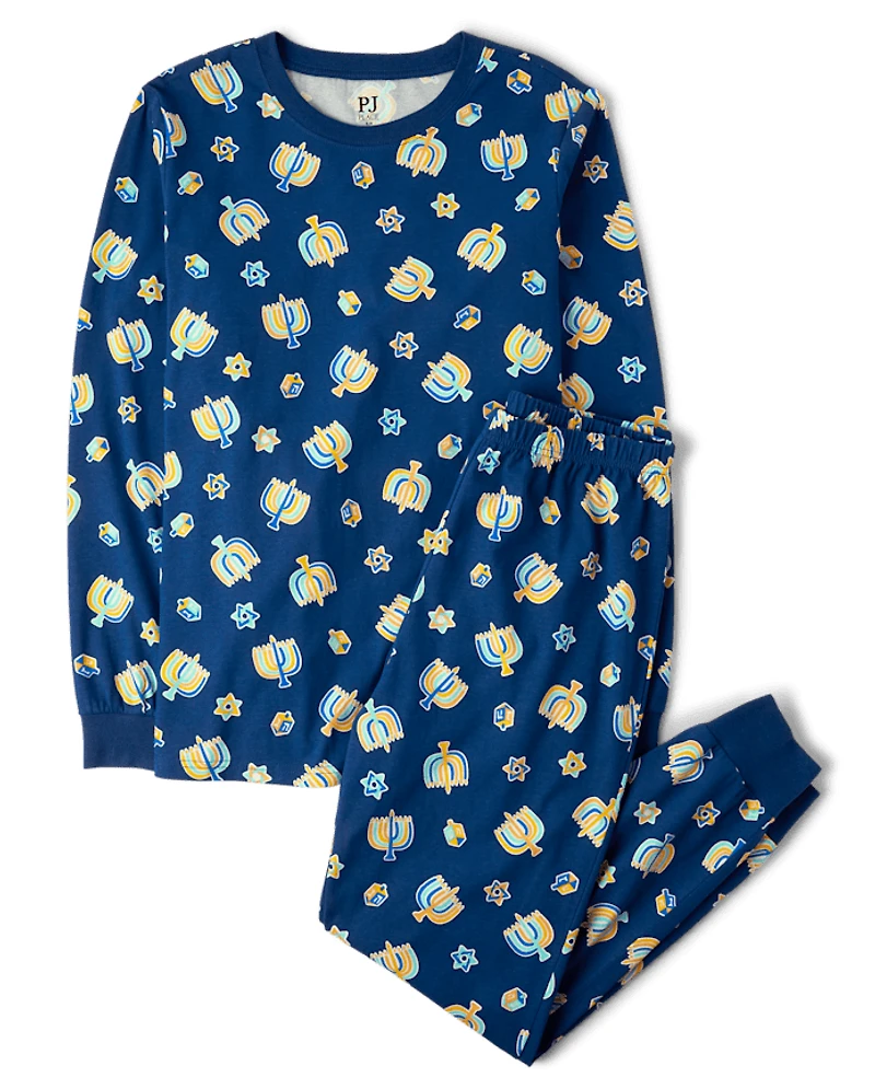 Adult Matching Family Glow Hanukkah Cotton Pajamas
